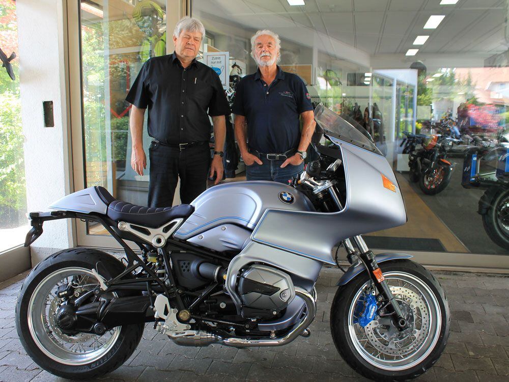 Georg Martin and Hans Muth shown with their latest creation, the R nineT RS.