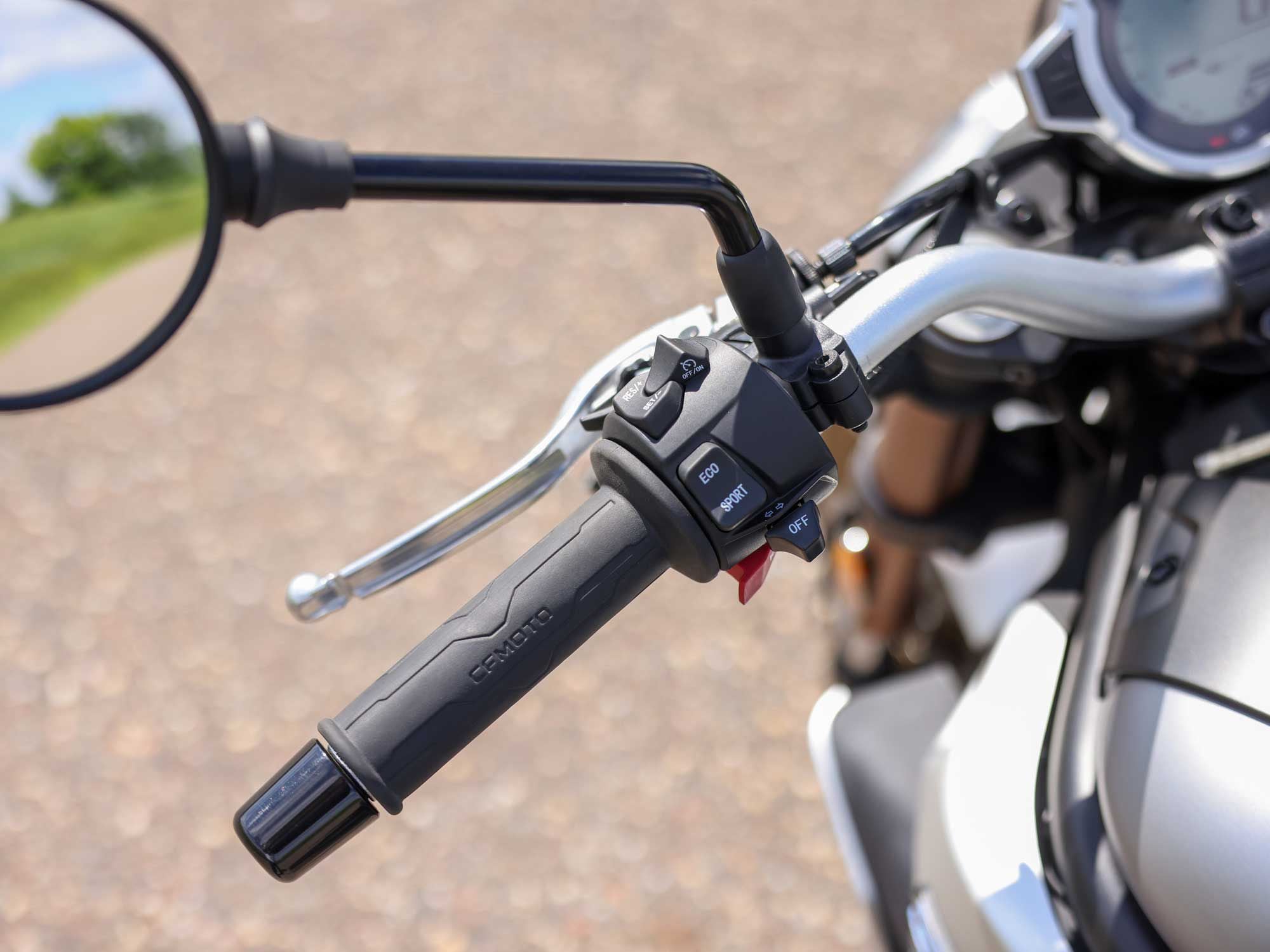 A close-up of the base model’s left controls - notice the one-click cruise control.
