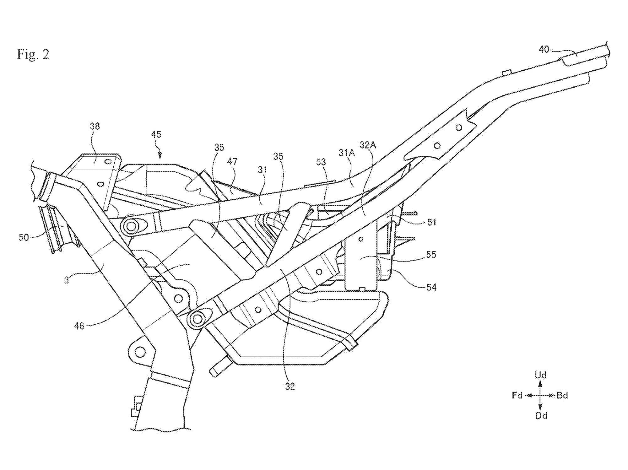 The normally aspirated engine design locates the airbox under the rider’s seat, where it can also support the battery.