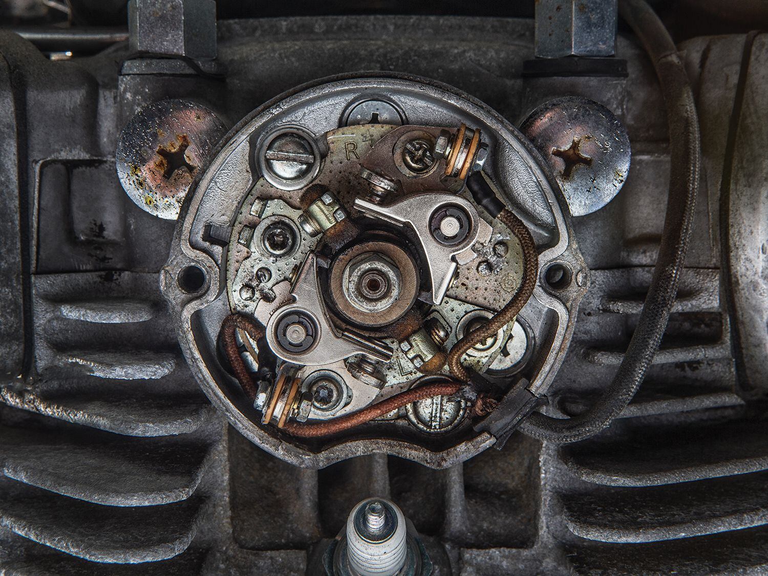 Resetting contact gap on a set of ignition points was a recurring and common occurrence for a motorcycle owner in the days before digital ignitions.