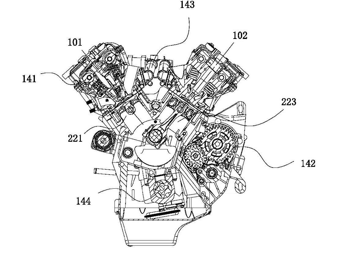 A side view of the proposed engine.