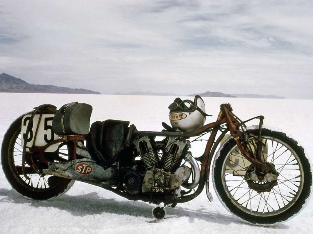 Burt continually modified his 1920 Indian Scout, going on to set multiple records with it.