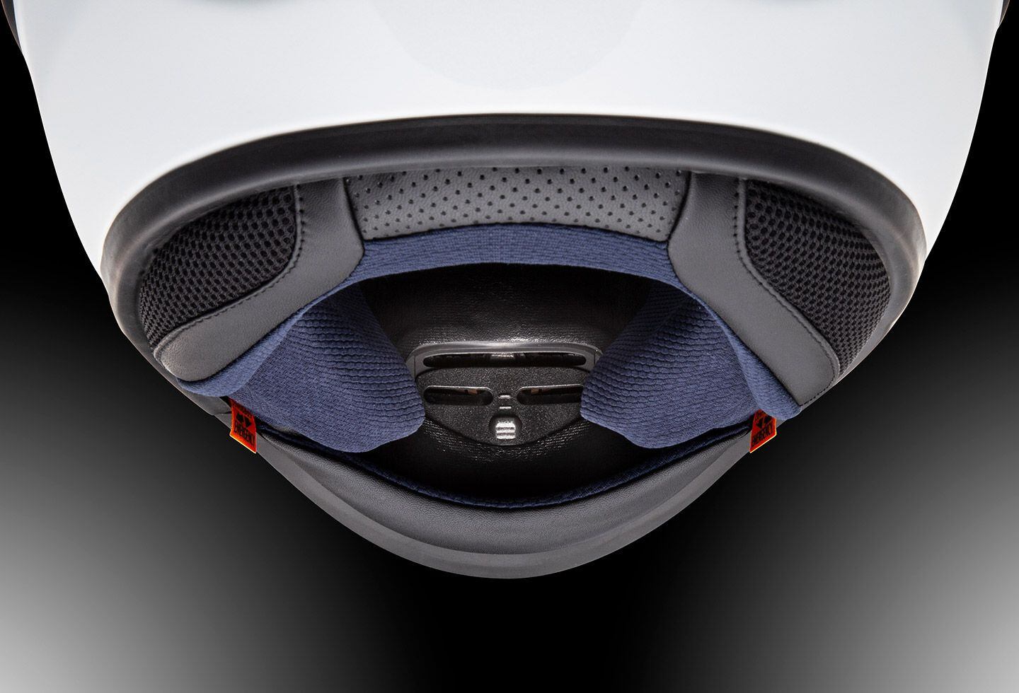 The Arai XD-5’s inner shutter can be adjusted to direct air toward the rider's mouth or up to the shield to prevent fogging.