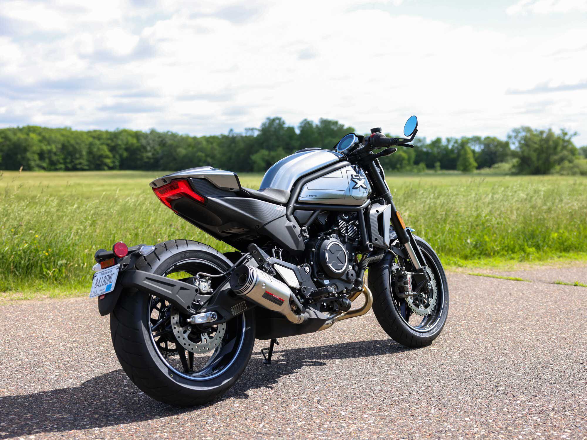 There's no denying the attractiveness of the exhaust pipe on the 700CL-X Sport.