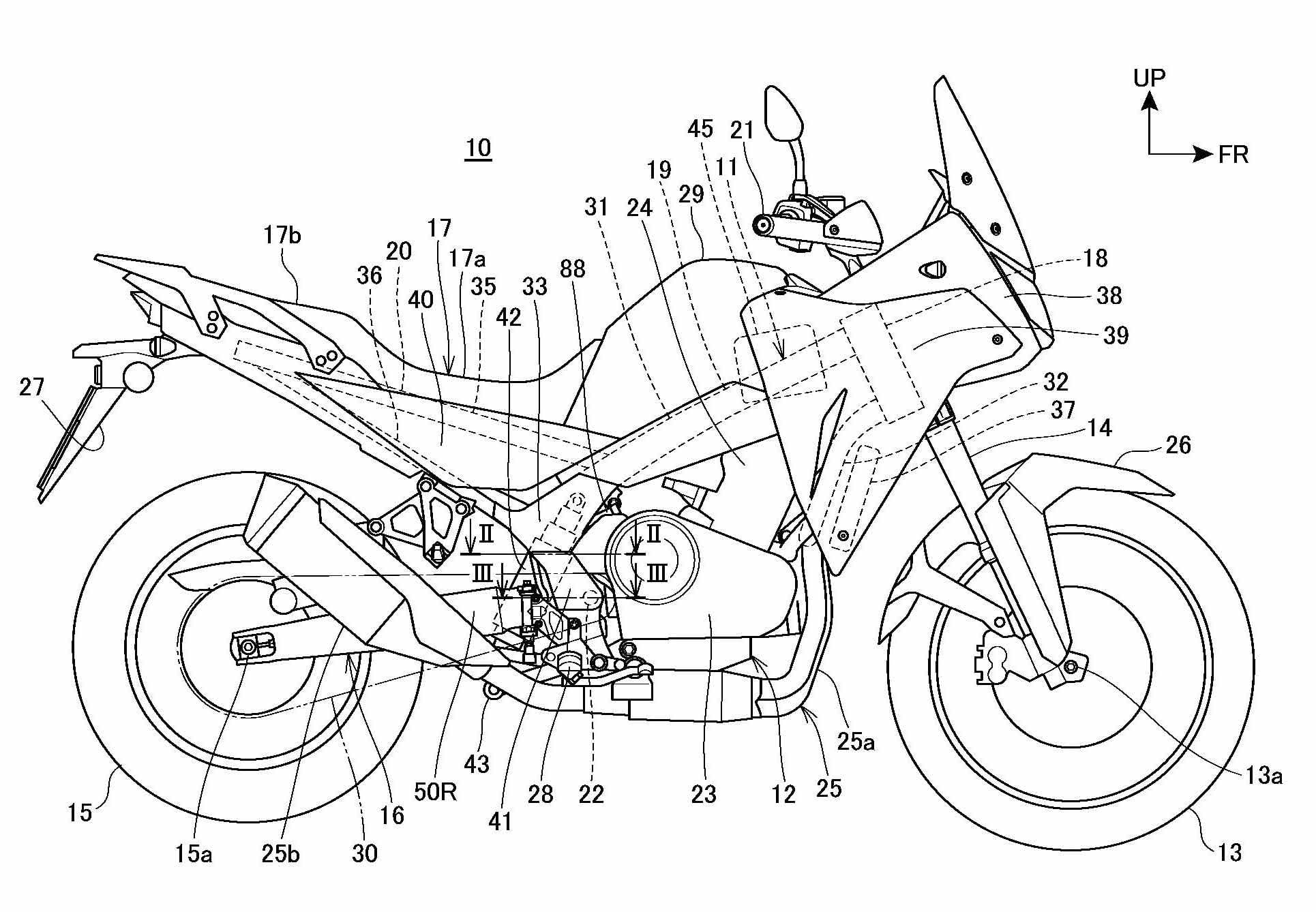 Further detailed patent drawings paint a much clearer picture of what the Transalp 750 will look like.