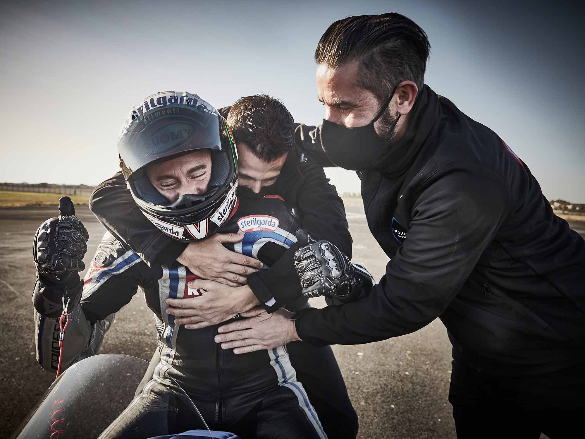 Biaggi says the feeling of riding the Wattman was weird. The feeling of accomplishment, we assume, is a little less weird for the six-time world champion.