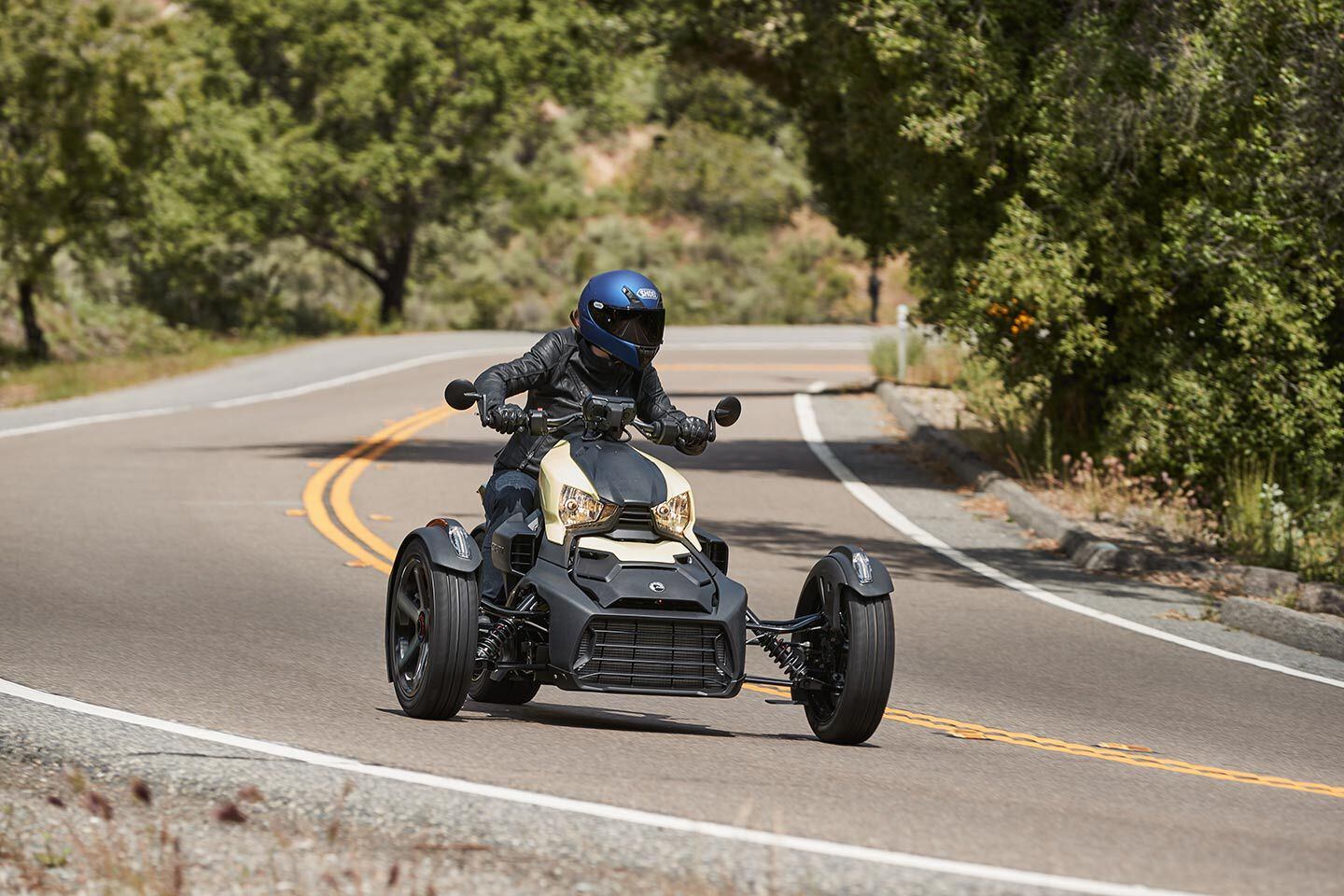 Once you get used to the way the Can-Am steers, it is fun to hunker down and hit the turns with more speed.