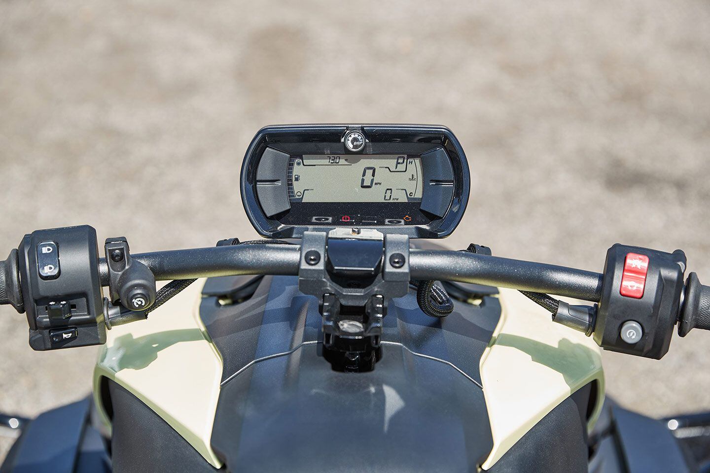 Cruise control, which can be turned on with a button on the left, is great for freeway stretches.