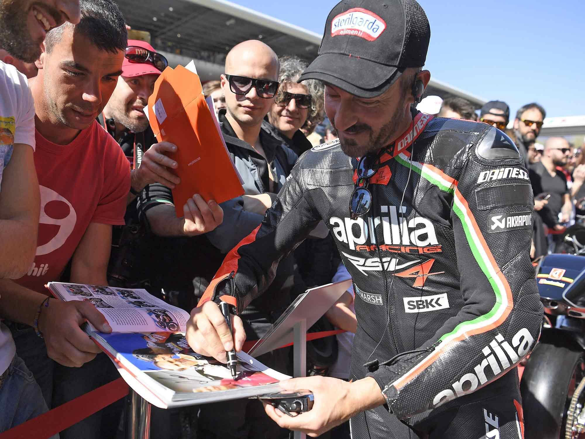 Some of Aprilia’s most notable race machines will line up on the Misano circuit, including bikes ridden by Aleix Espargaró and Max Biaggi.