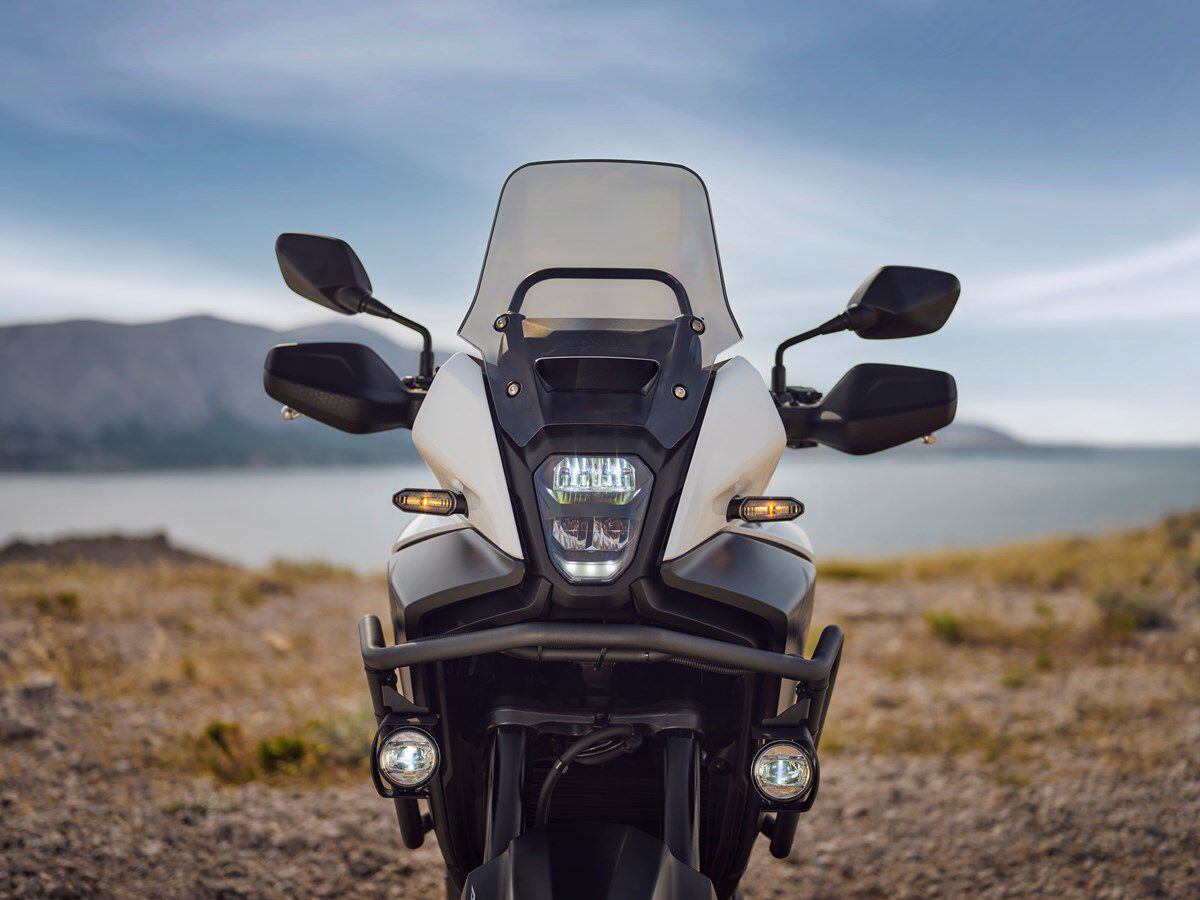 The 2024 NX500 gets an updated look with a flatter upper fairing and without the former bike’s beak.