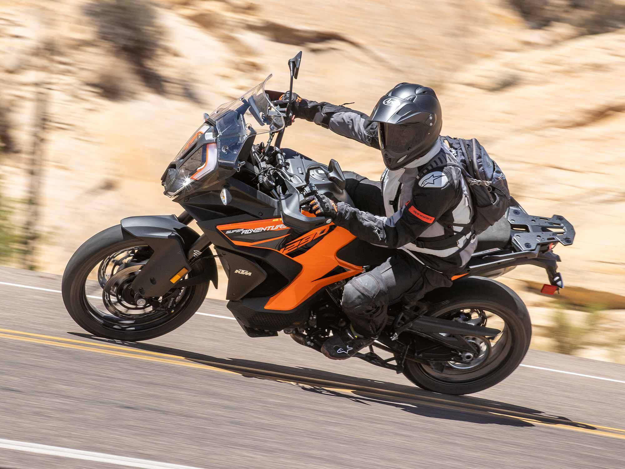 On the road, the KTM felt totally dialed, with great suspension, chassis, and brakes.