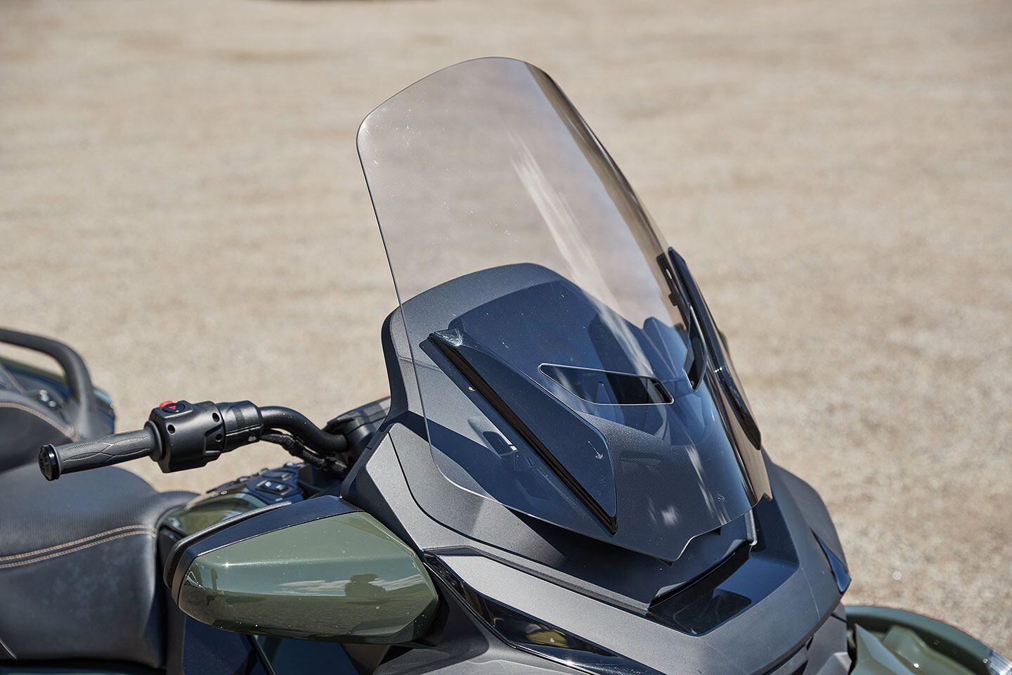 The windscreen on the Spyder RT Sea-to-Sky could be adjusted on the fly.