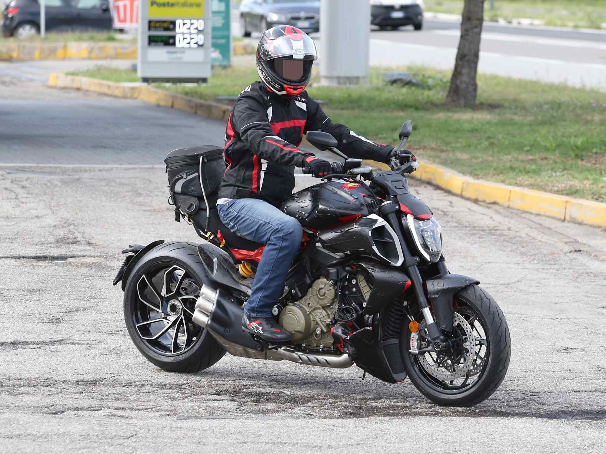 Clearly a Diavel, but also clearly powered by Ducati’s V-4.