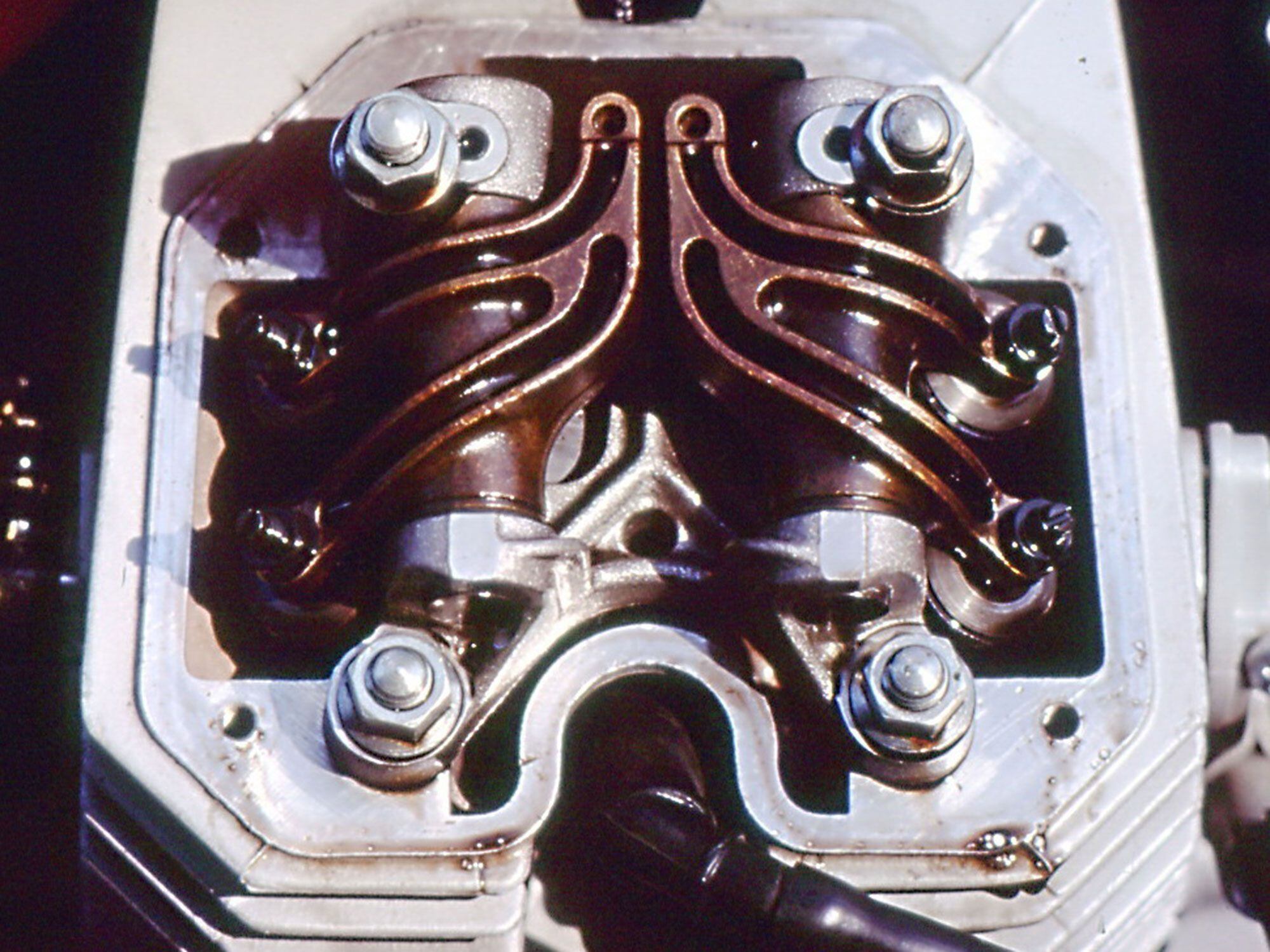 The four-valve head of the V65 Lario was an overcrowded mess that destroyed valves due to flex and vibration at higher revs.