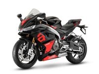 2023 Aprilia R S 660 Racing Black colorway studio front left angled profile