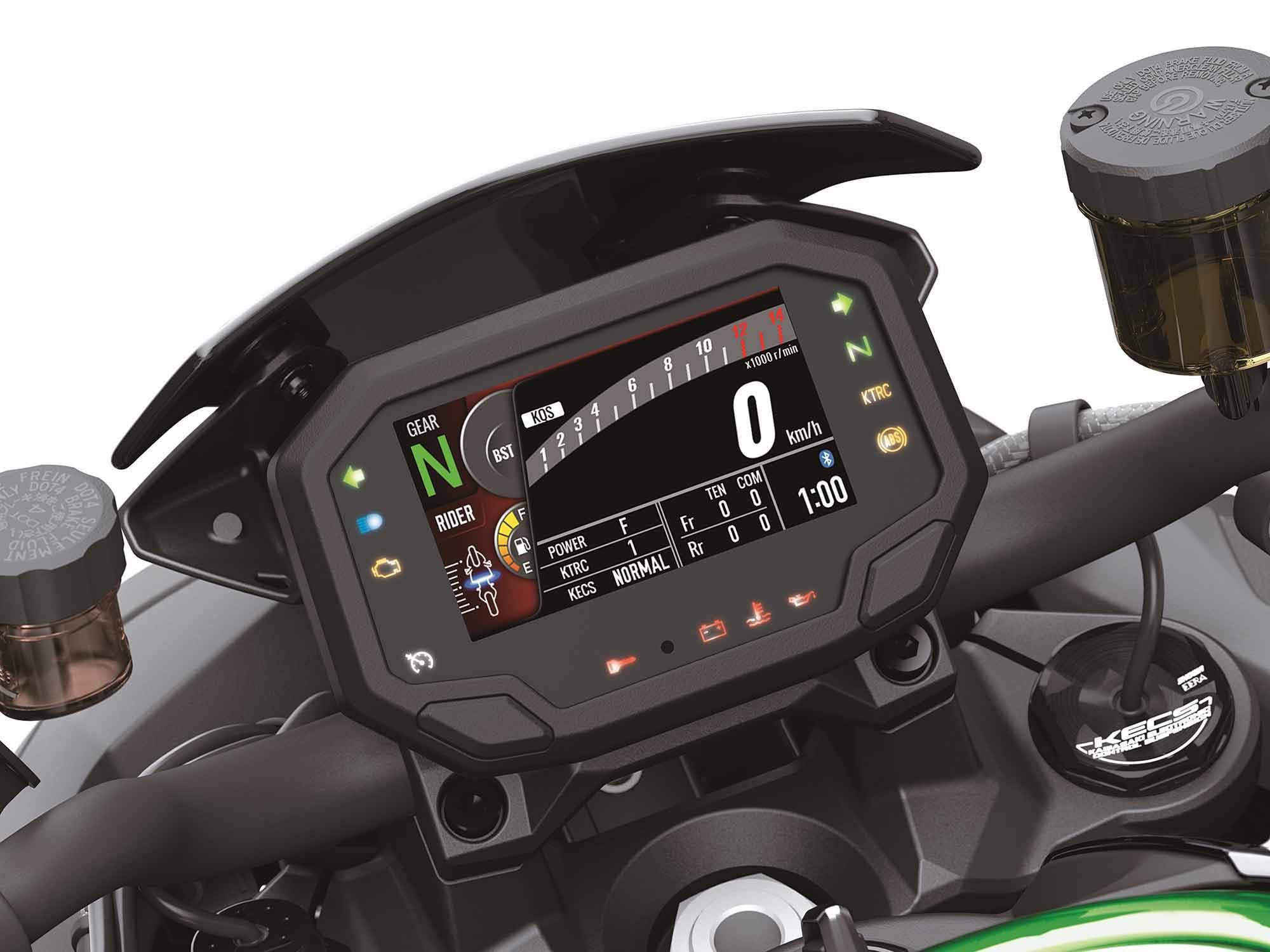 A TFT dash displays all necessary info.