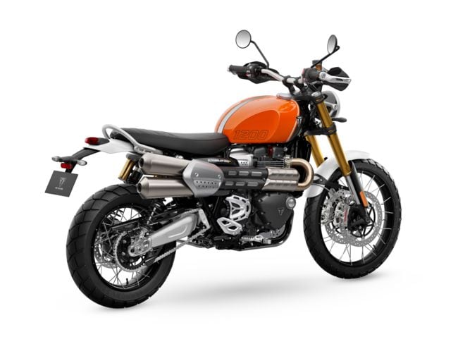 2024 Triumph Scrambler 1200 XE in Baja Orange/Phantom Black.