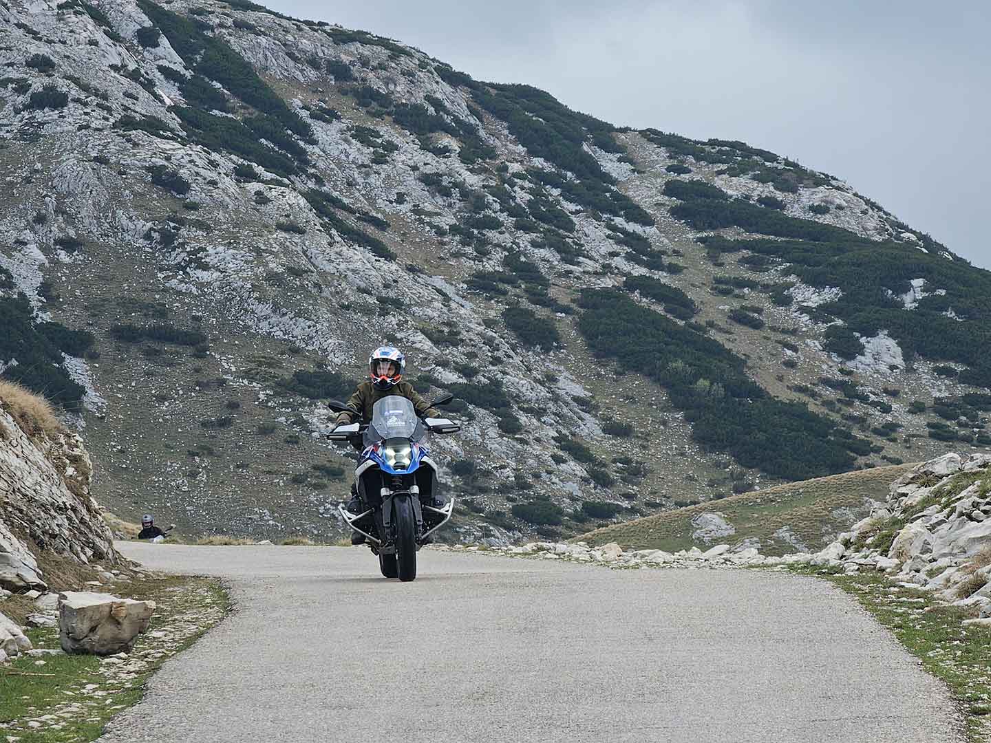 Riding slowly to enjoy the view.