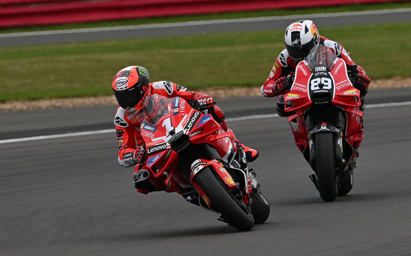 Bagnaia has issues with front grip at Silverstone.