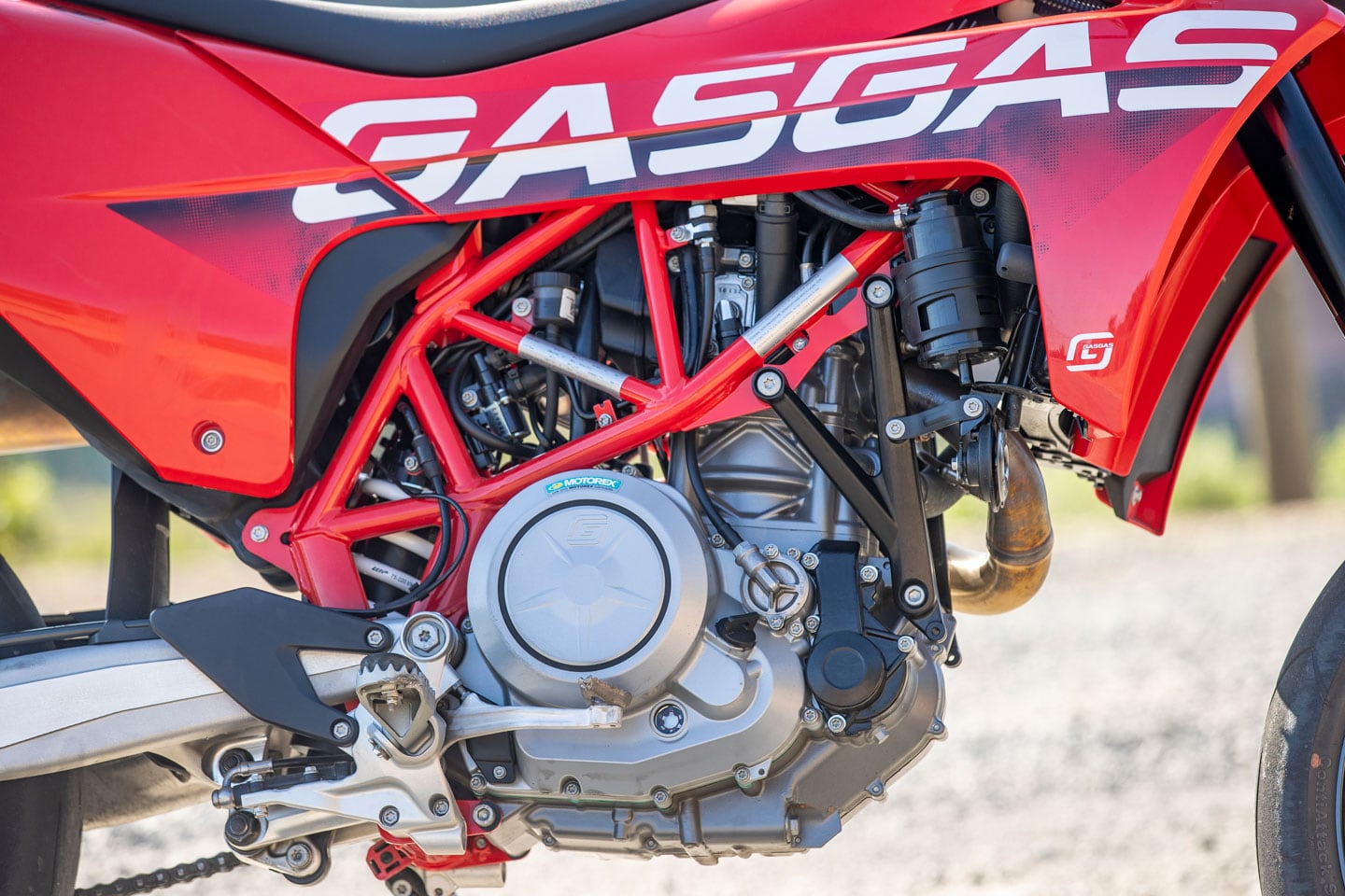 On the Cycle World dyno, the 2023 GasGas SM 700 produced 66.4 hp at 7,570 rpm and 48.7 lb.-ft. of torque at 6,590 rpm.