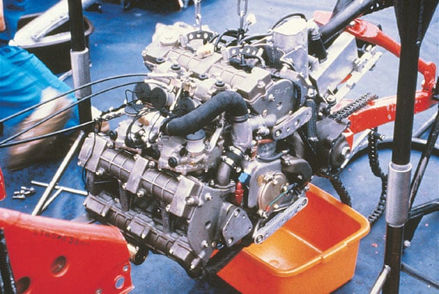 This is the 0X oval-piston V-4 that first made 88.7 hp but eventually made 115 hp.