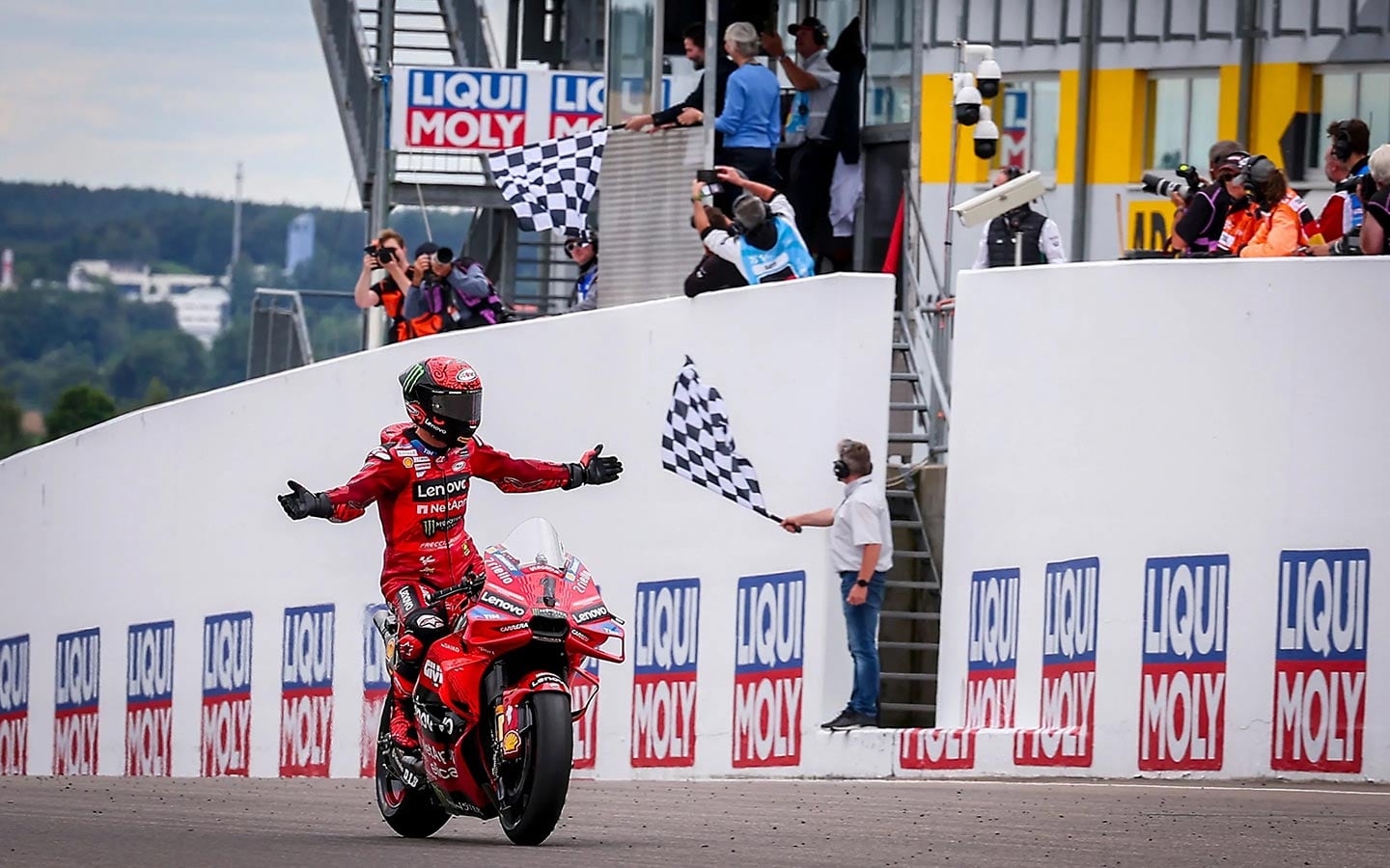 Francesco Bagnaia took the win at Sachsenring, moving into the 2024 MotoGP Championship point lead.