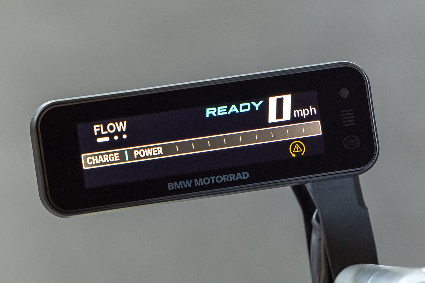 “Micro” TFT dash shows ride modes, state of charge, and the rest. Modes Flow and Surf are standard; Flash is included with the $875 Highline package and provides the highest available regenerative braking. Bluetooth connectivity and even available connectivity over Wi-Fi/cellular network allows checking CE-02 status.