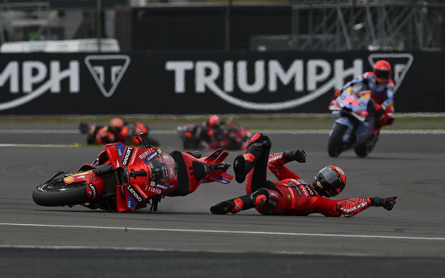 Francesco Bagnaia lost valuable championship points with a crash in Saturday’s Tissot Sprint.