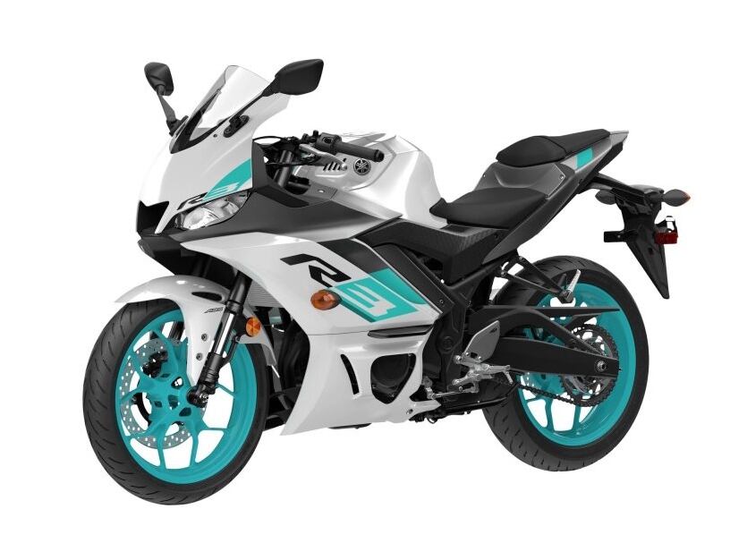 The YZF-R3 is also available in Vivid White, which takes a step away from Yamaha’s race-inspired color scheme.