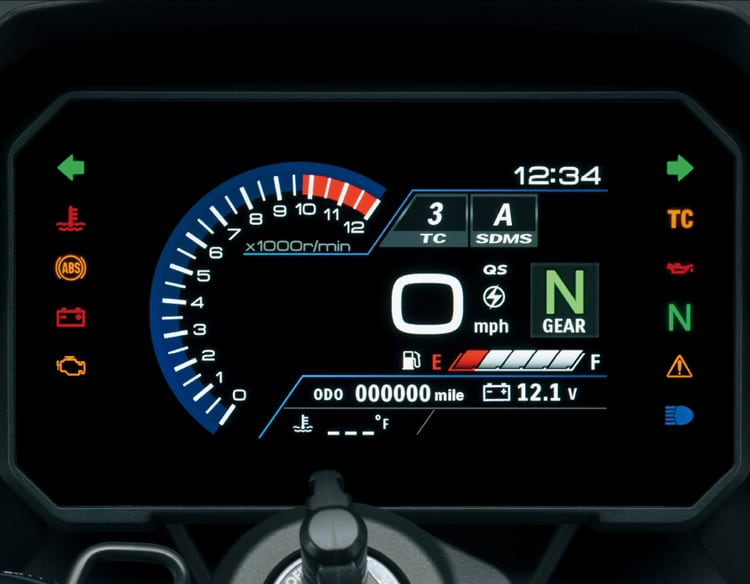 The TFT dash makes it easy to change ride modes.