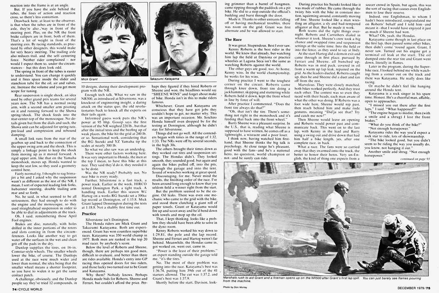 <i>Cycle World</i> Editor Allan Girdler reported on Mick Grant’s and Takazumi Katayama's less than impressive debut on the NR500.