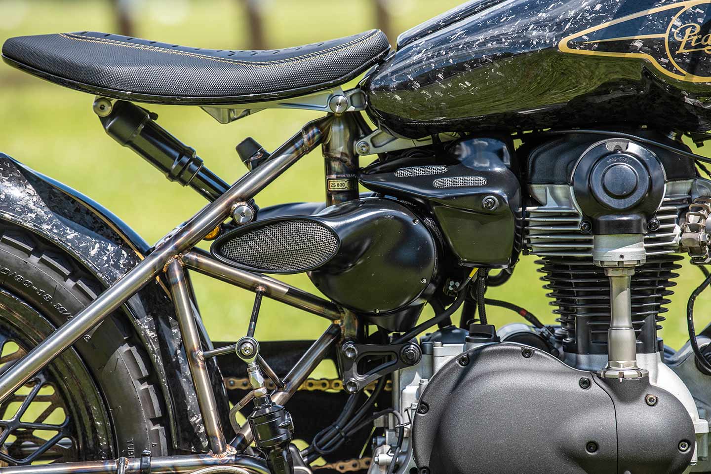 A handmade and welded frame gets a clear coat to show off the craftsmanship.