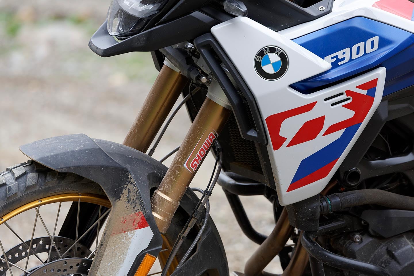 A larger 45mm Showa fork provides the same travel as the standard 43mm fork but is more controlled and planted at all speeds.