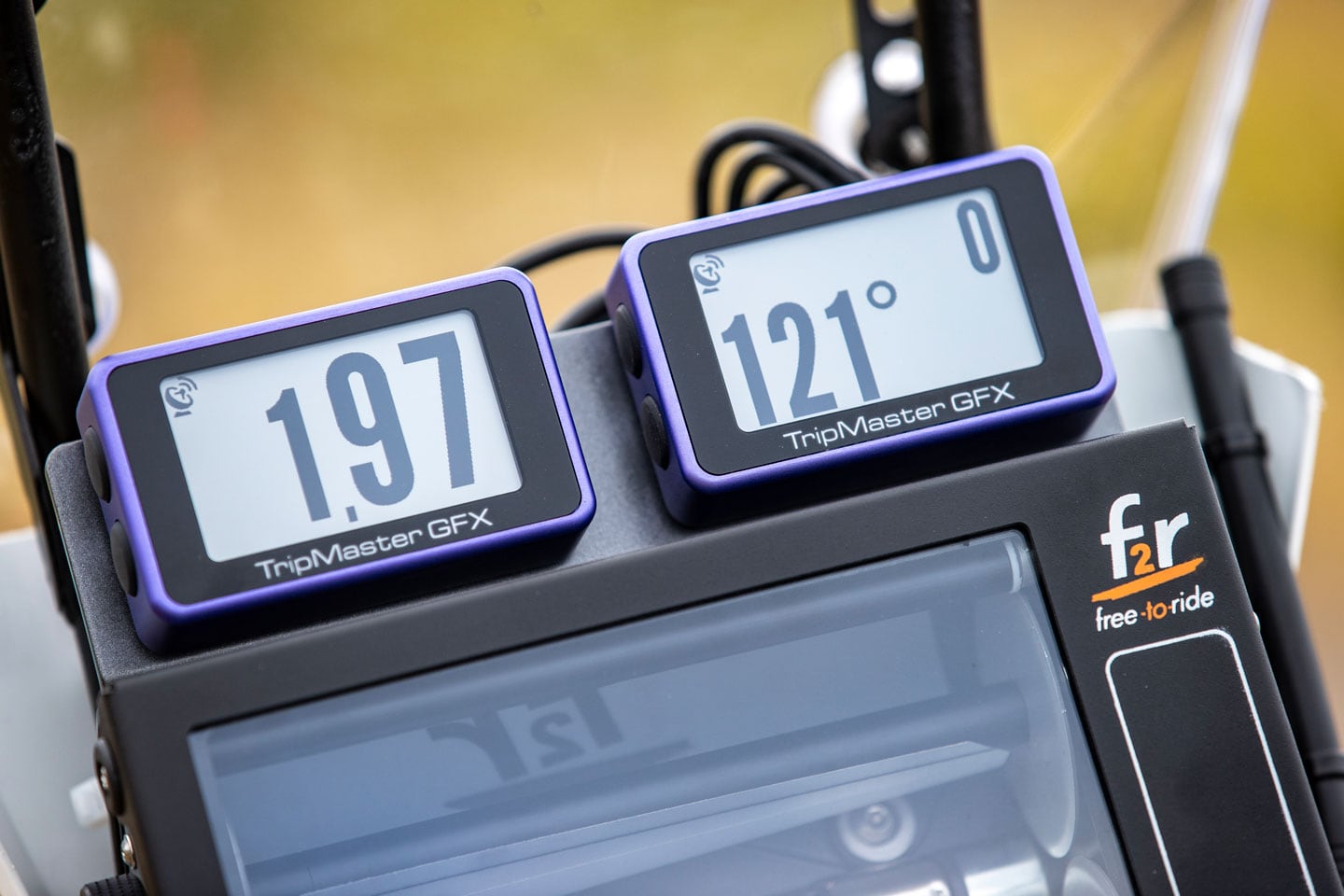 Two tripmeter computers tell you the mileage (left) and compass heading and speed (right). With the info from the roadbook, you must find your way to the finish.