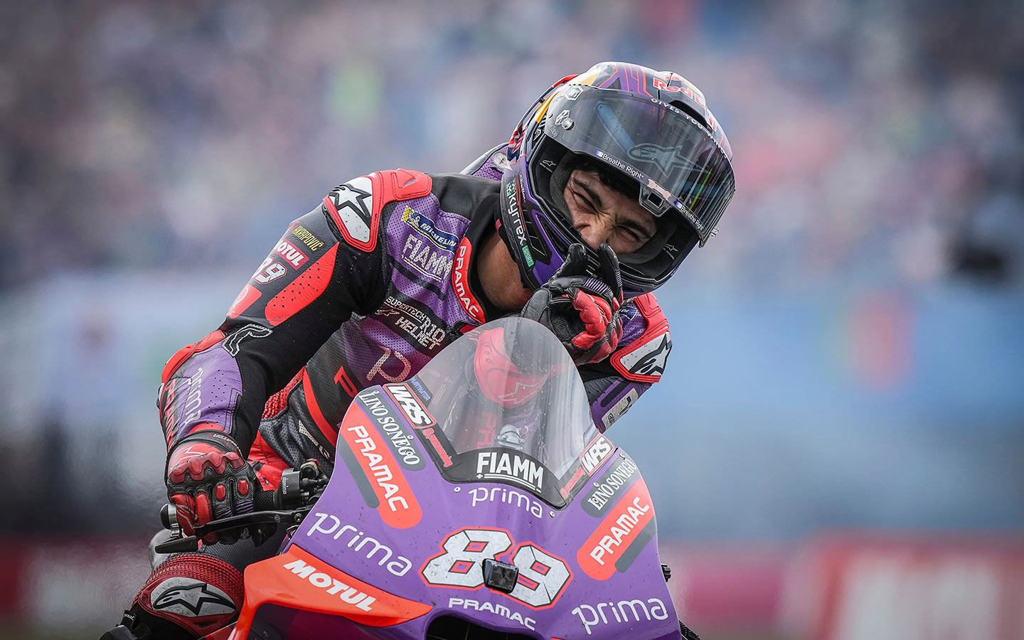 Jorge Martín couldn’t quite match Bagnaia’s pace in the sprint or Sunday’s race but finished a comfortable second in both instances, limiting damage to his championship bid. He now leads Bagnaia by 10 points, and Marc Márquez by 58.