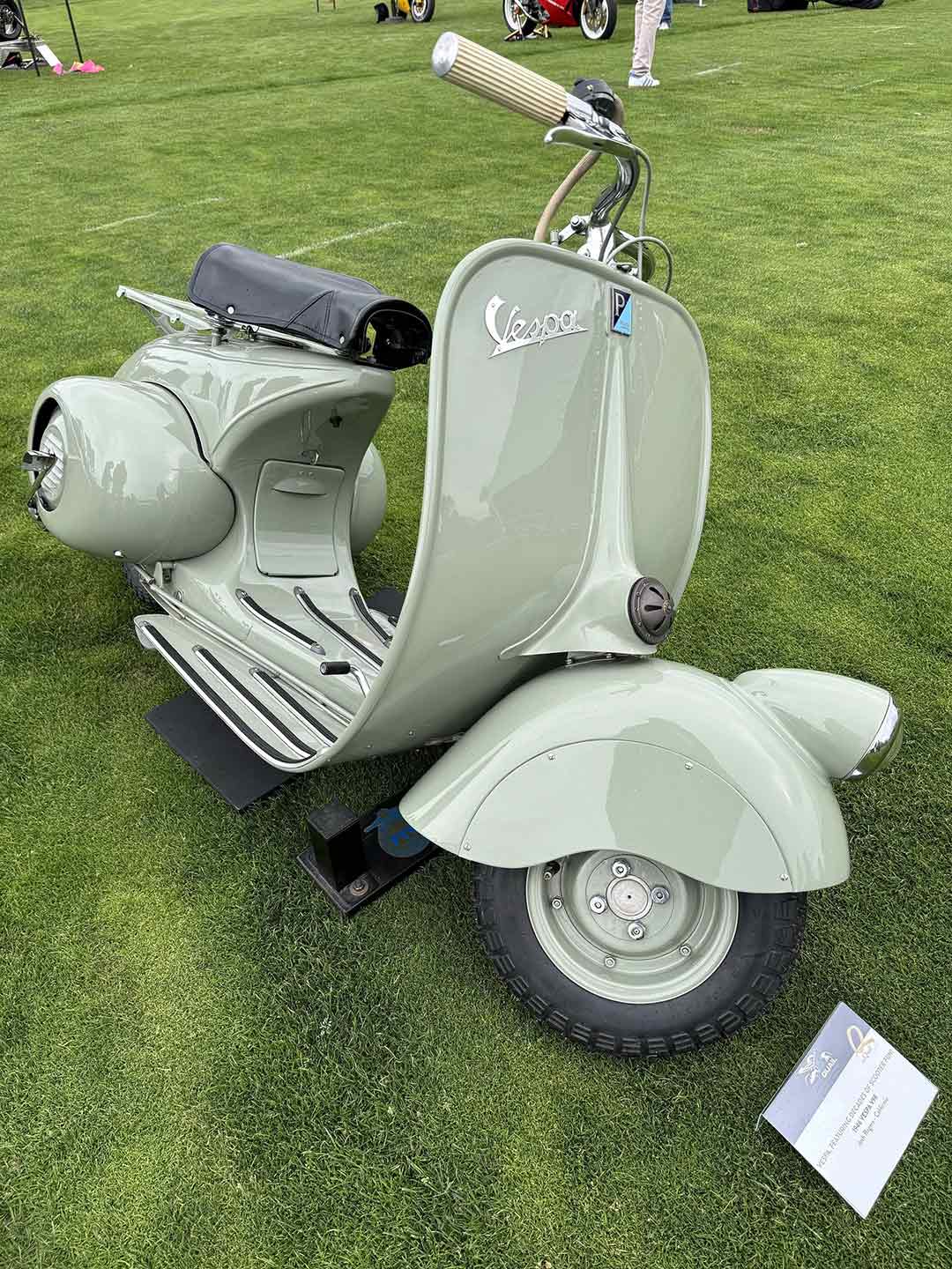 One of the featured classes was for Vespa, and taking first place in that group was this 1946 V98 model from Josh Rogers.