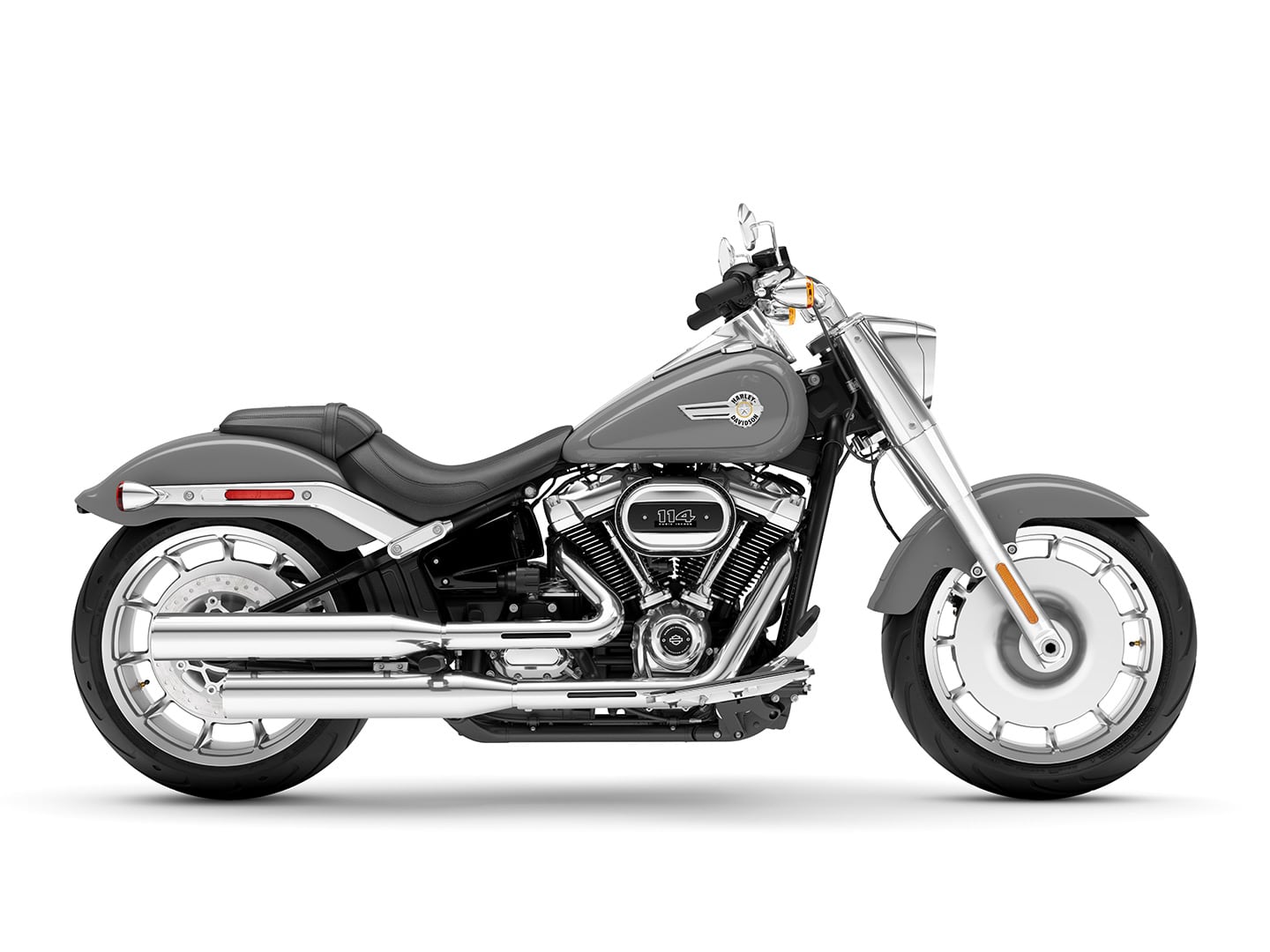 The Fat Boy’s base-price color is Billiard Gray.