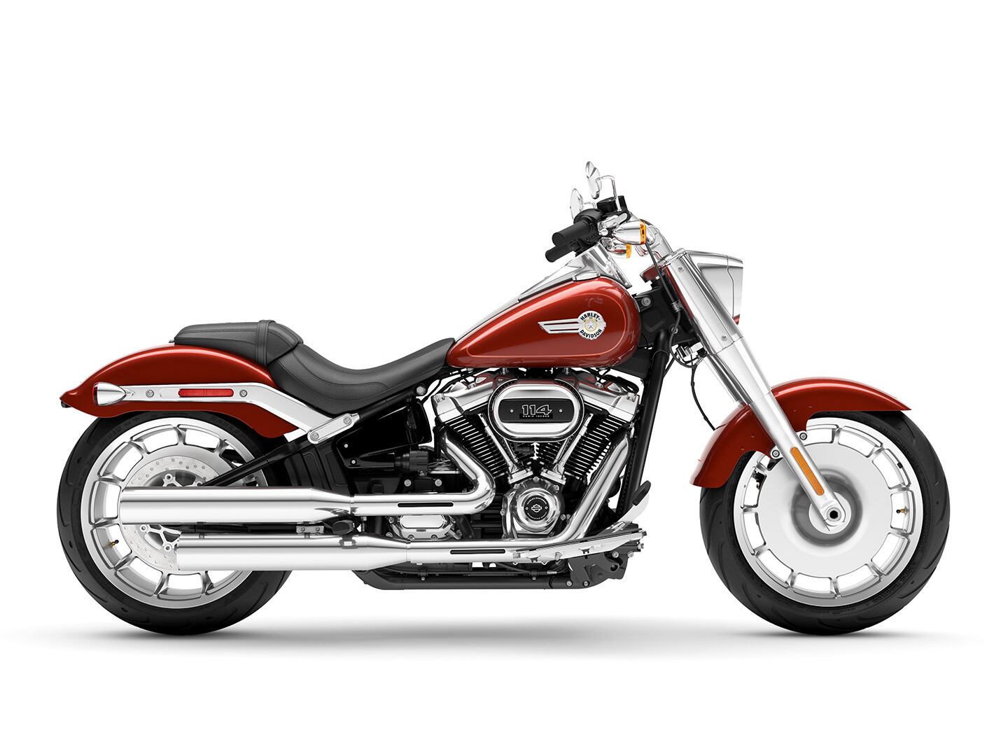 The Fat Boy 114 in the Red Rock color ($525 extra).