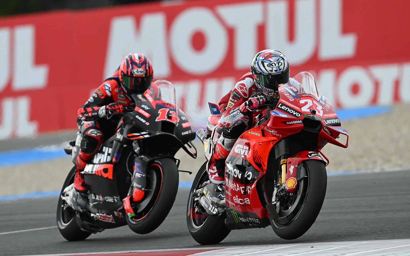 Maverick Viñales was the top-finishing non-Ducati rider on Sunday, in fifth. Fabio Di Giannantonio was fourth.