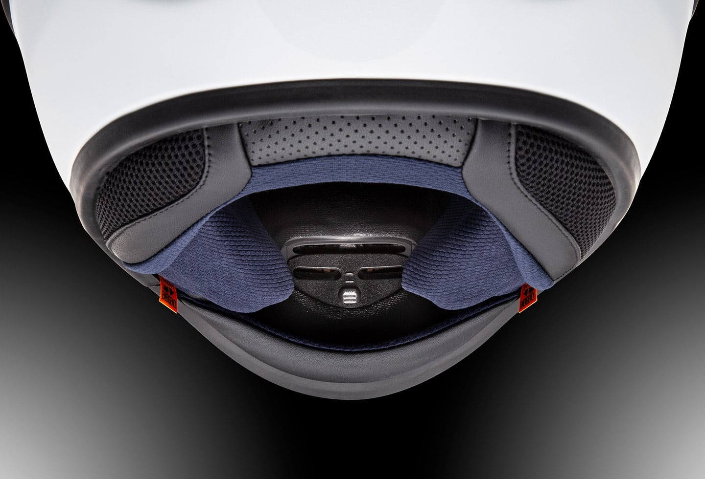 The Arai XD-5’s inner shutter can be adjusted to direct air toward the rider's mouth or up to the shield to prevent fogging.