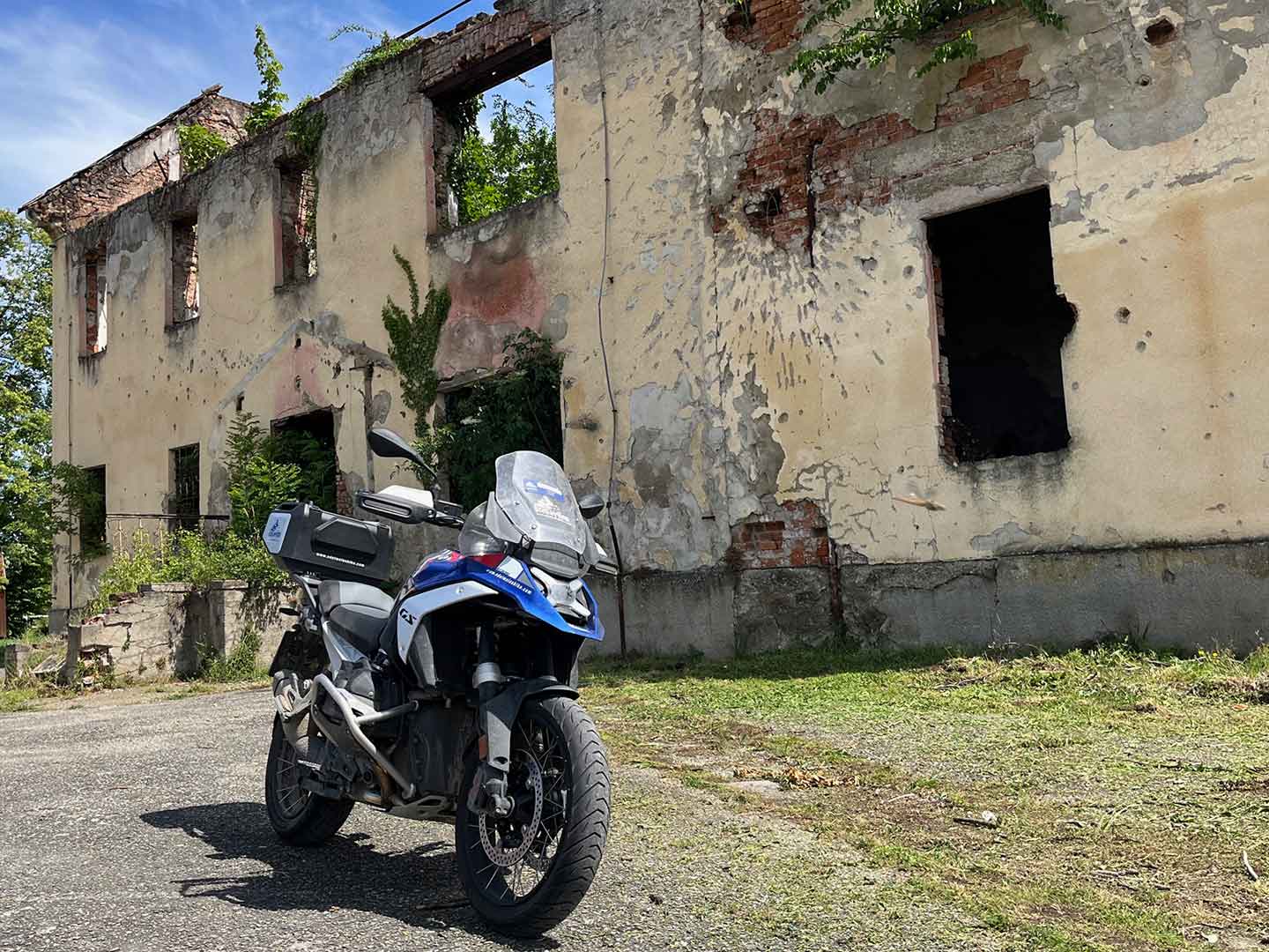 A bombed-out building. The evidence of war was evident throughout much of the region.