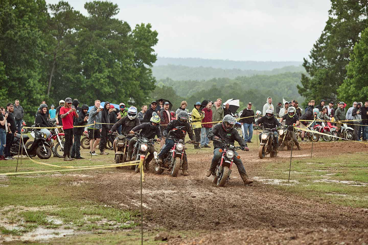 Build it and they will come! Regardless of the event (or conditions) you’re guaranteed to have people lining up trackside to watch a bunch of adults slide their minimotos around.