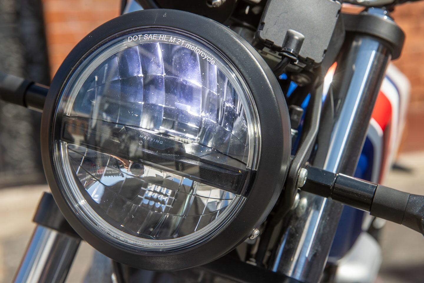 LED lighting offsets the Maeving’s retro look to give the design balance.