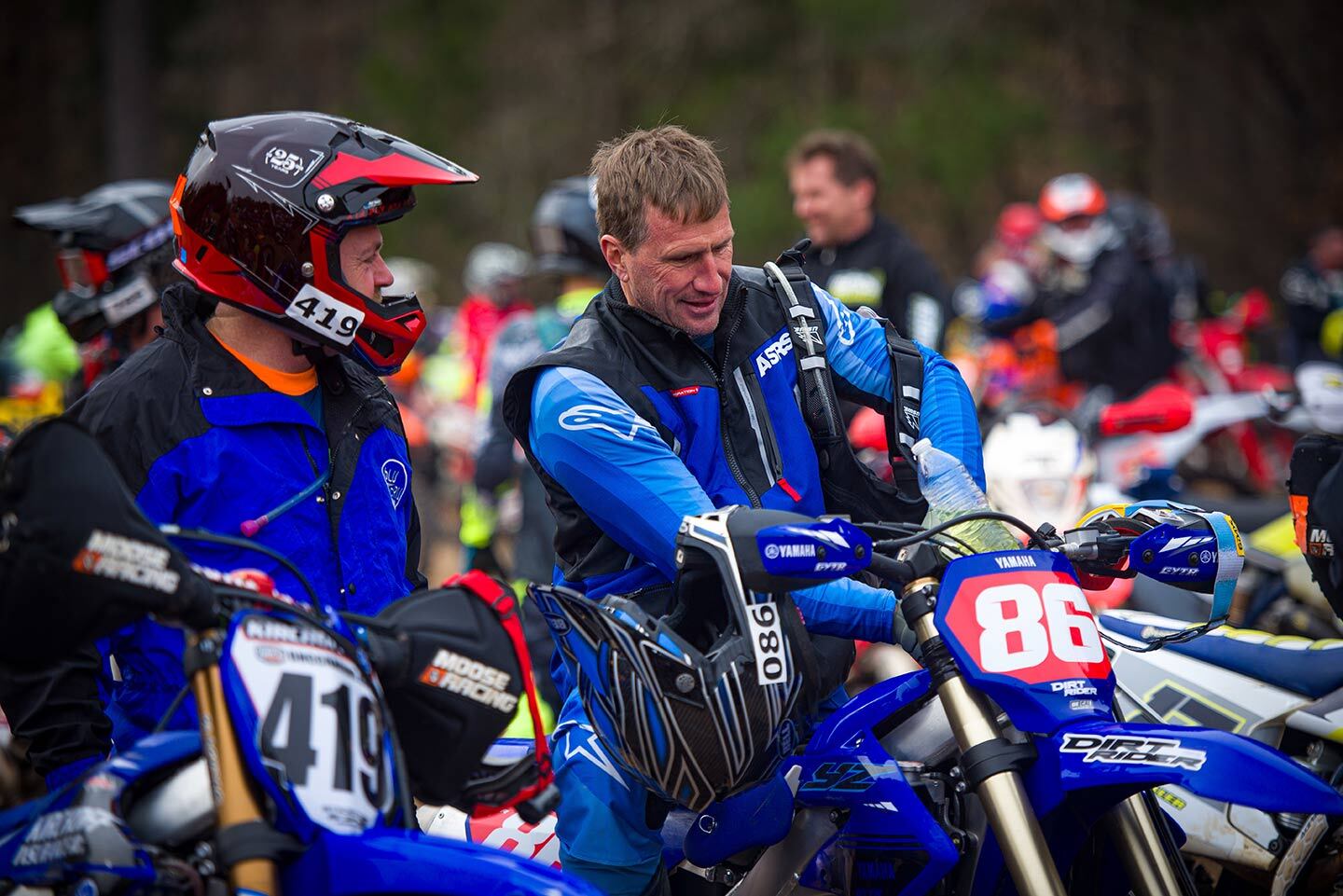Fellow racer Scott Kirchoff (No. 419) is telling me not to get in his way because he plans to get the holeshot, which he did.