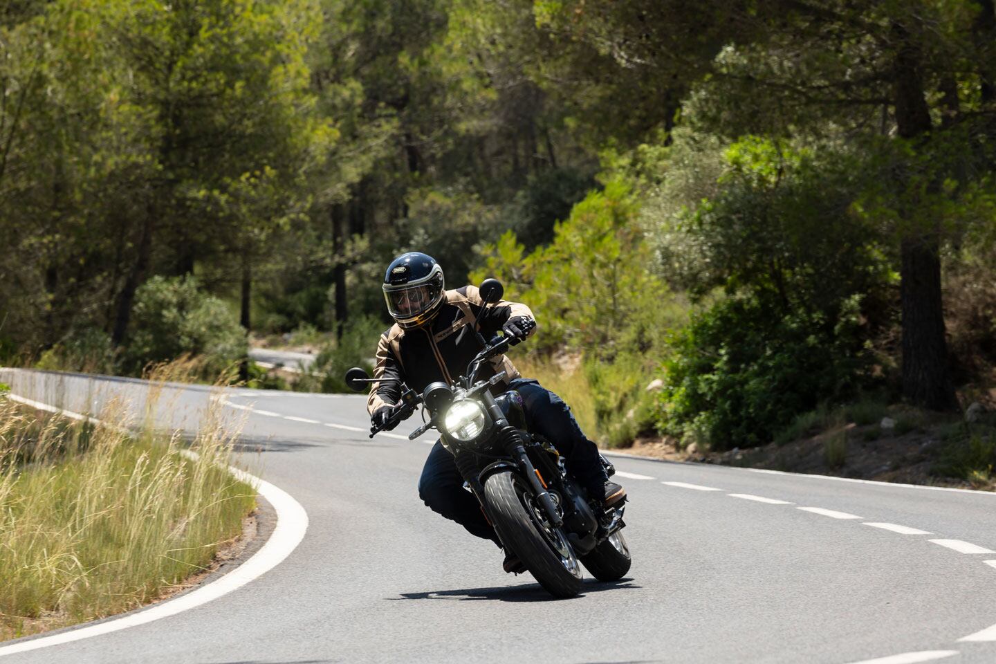 An LED headlight is standard on the Guerrilla 450.