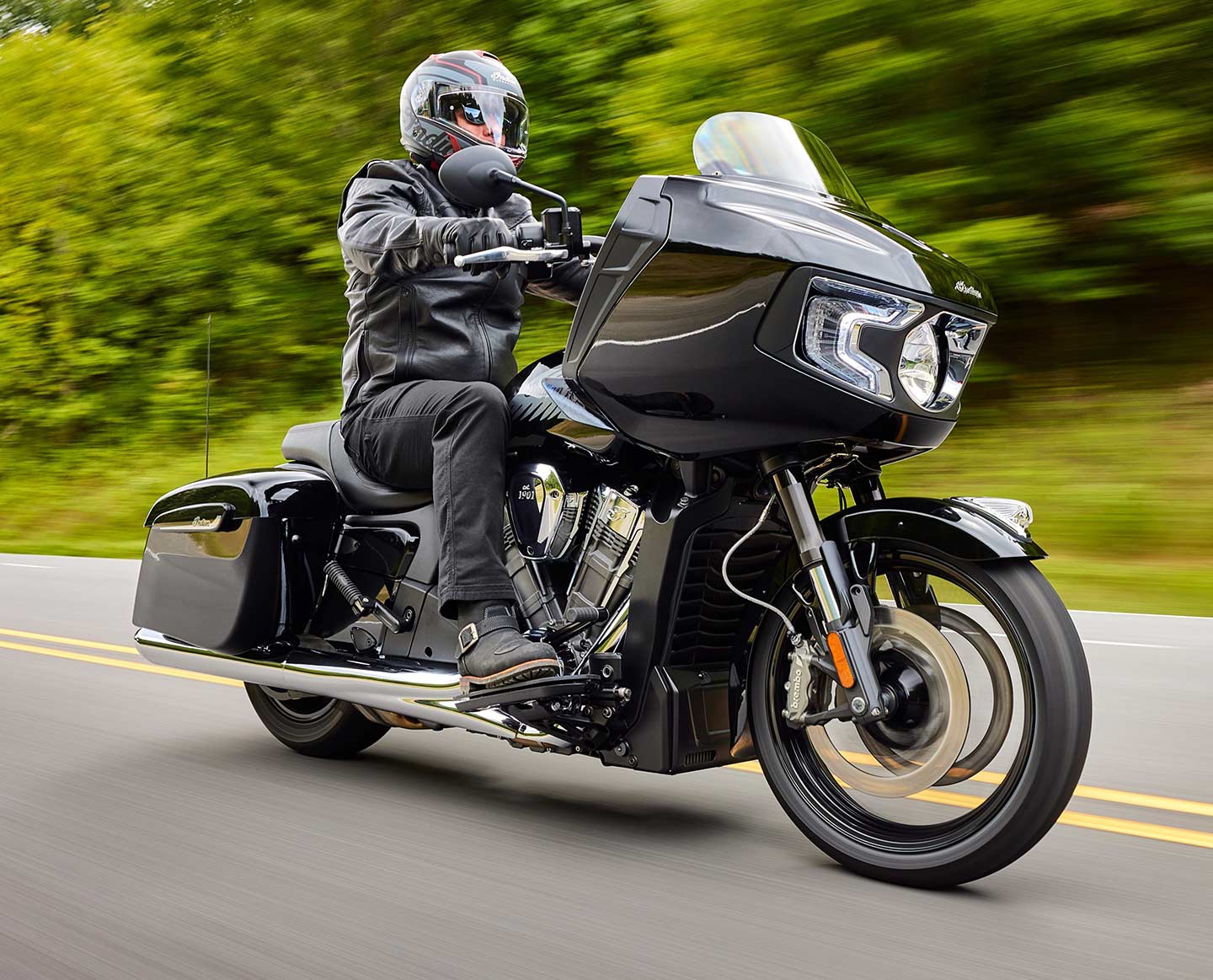 A muscle-car-inspired chassis-mounted fairing is the Challenger’s calling card, but its performance and feature set also make it a great touring rig.