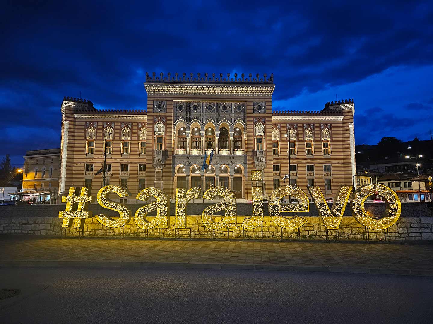 Sarajevo City Hall, which underwent a complete restoration after the Bosnian War.