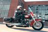 Harley-Davidson Hydra Glide Revival riding on city street