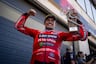Marc Marquez holds trophy at Aragon MotoGP race