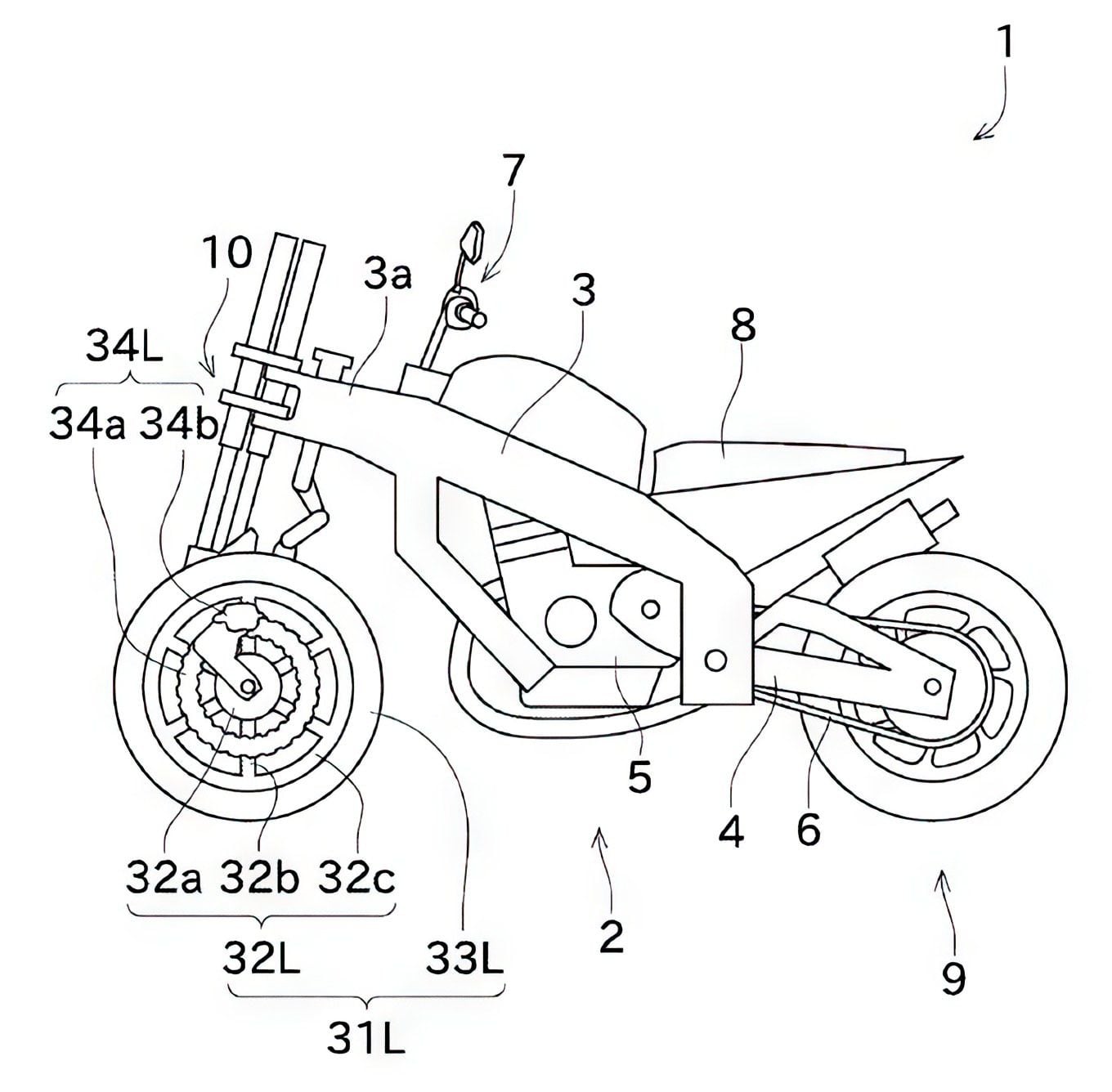 Kawasaki continues to work on a three-wheeled, tilting motorcycle.